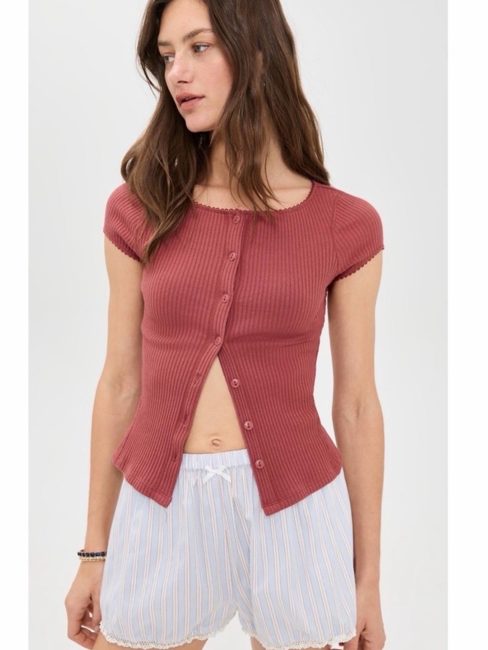 Free People Intimately Most Wanted Cardi in Terra Cotta